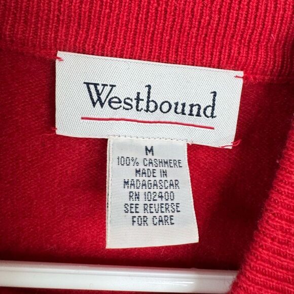 Westbound Women’s Sz M 100% Cashmere Mock Neck Sweater Pullover Red Soft Preppy - Picture 4 of 4